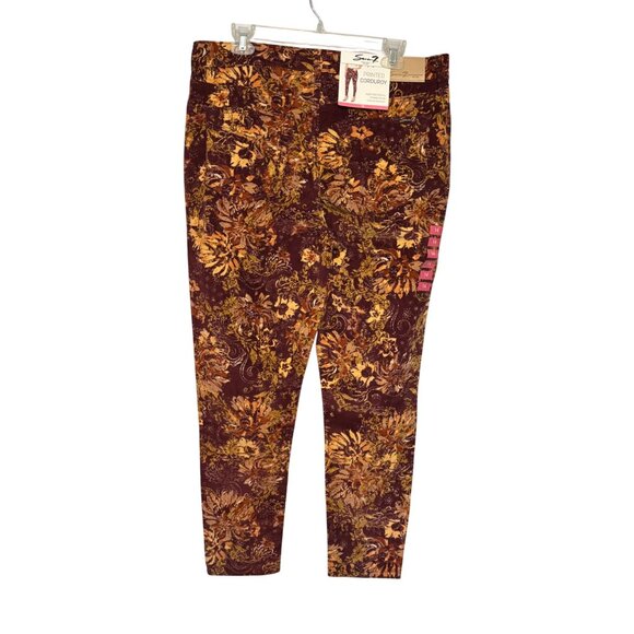 Seven7 High-Rise Skinny Corduroy Pants Floral Print Women's Size 14 NWT - Picture 2 of 9